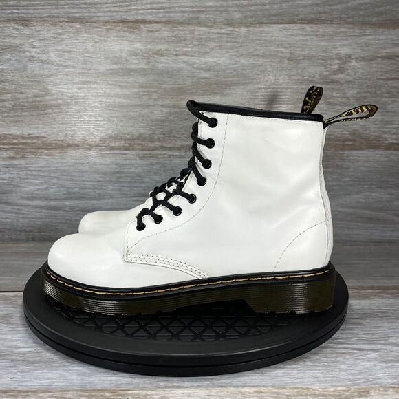 Dr. Martens Women's Zavala White Leather Lace Up Ankle Combat Boots Size 5 - Picture 1 of 9